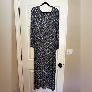 Long sleeve blue and white with black Lulu’s dress